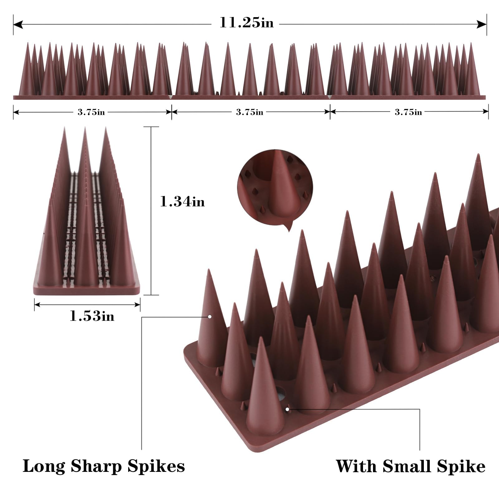CIIC Bird Spikes fit narrow gaps for versatile outdoor placement.