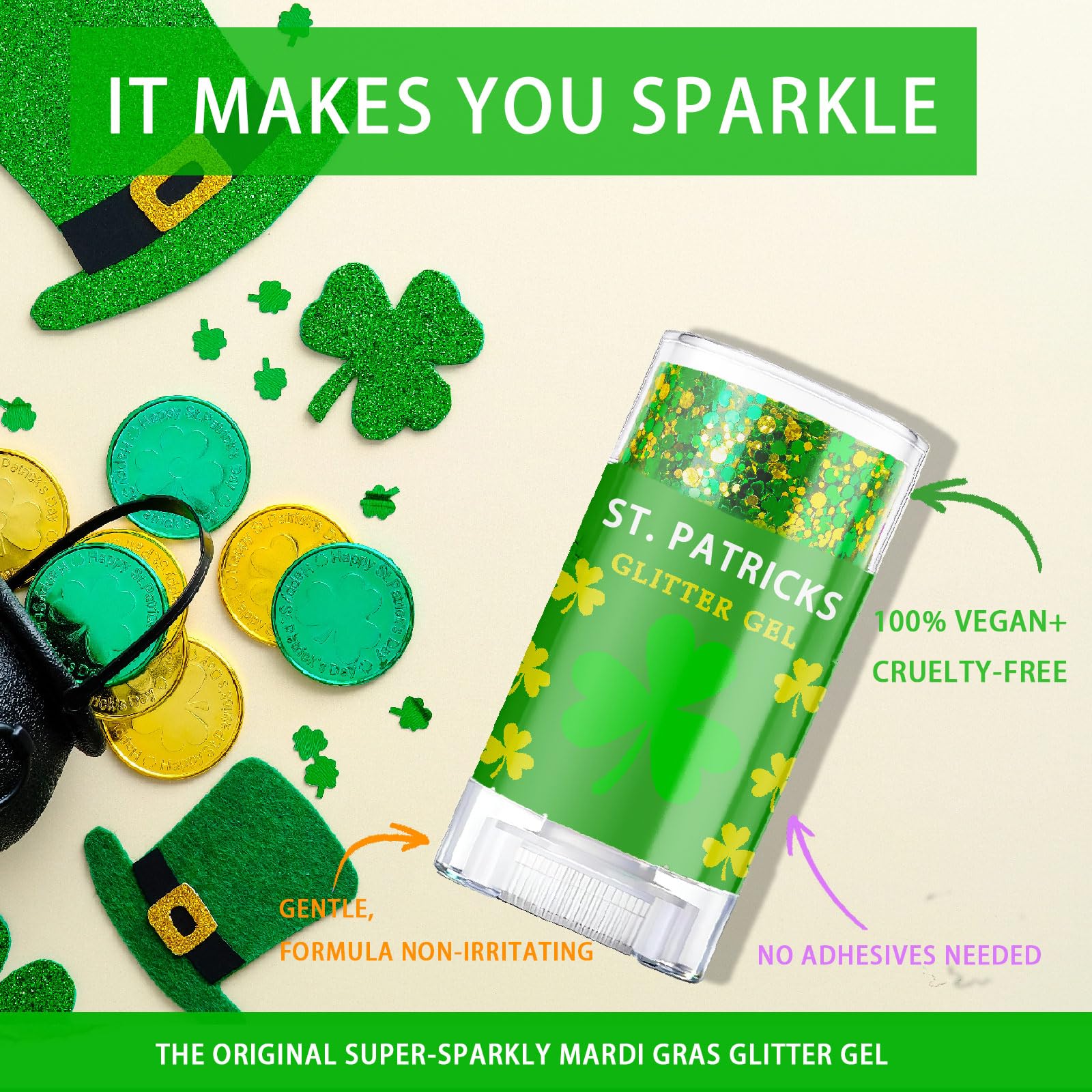 CiikDux glitter gel for face, body, and hair applications with easy, tool-free wear
