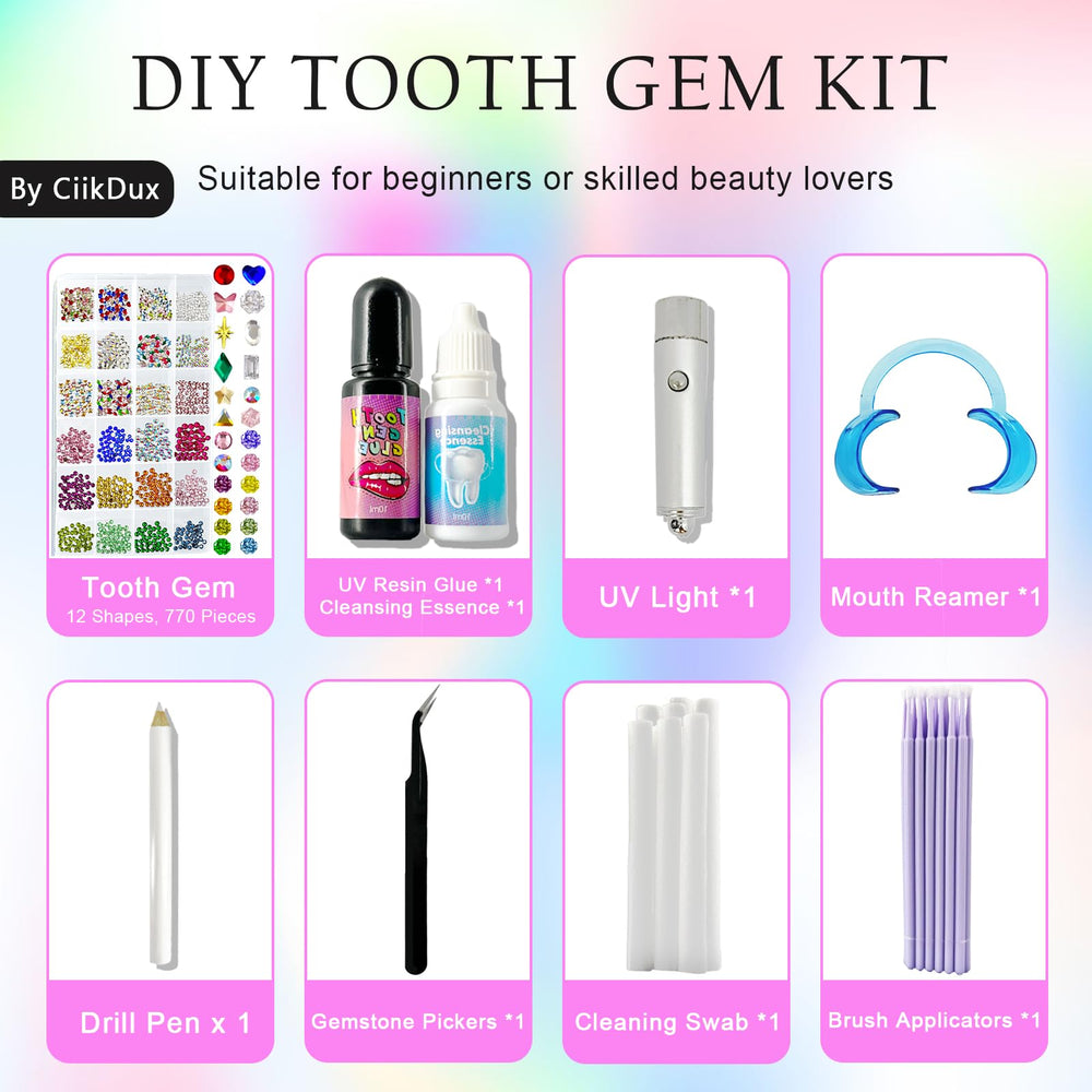 CiikDux tooth gem shapes provide 12 options for personalized daily accents.