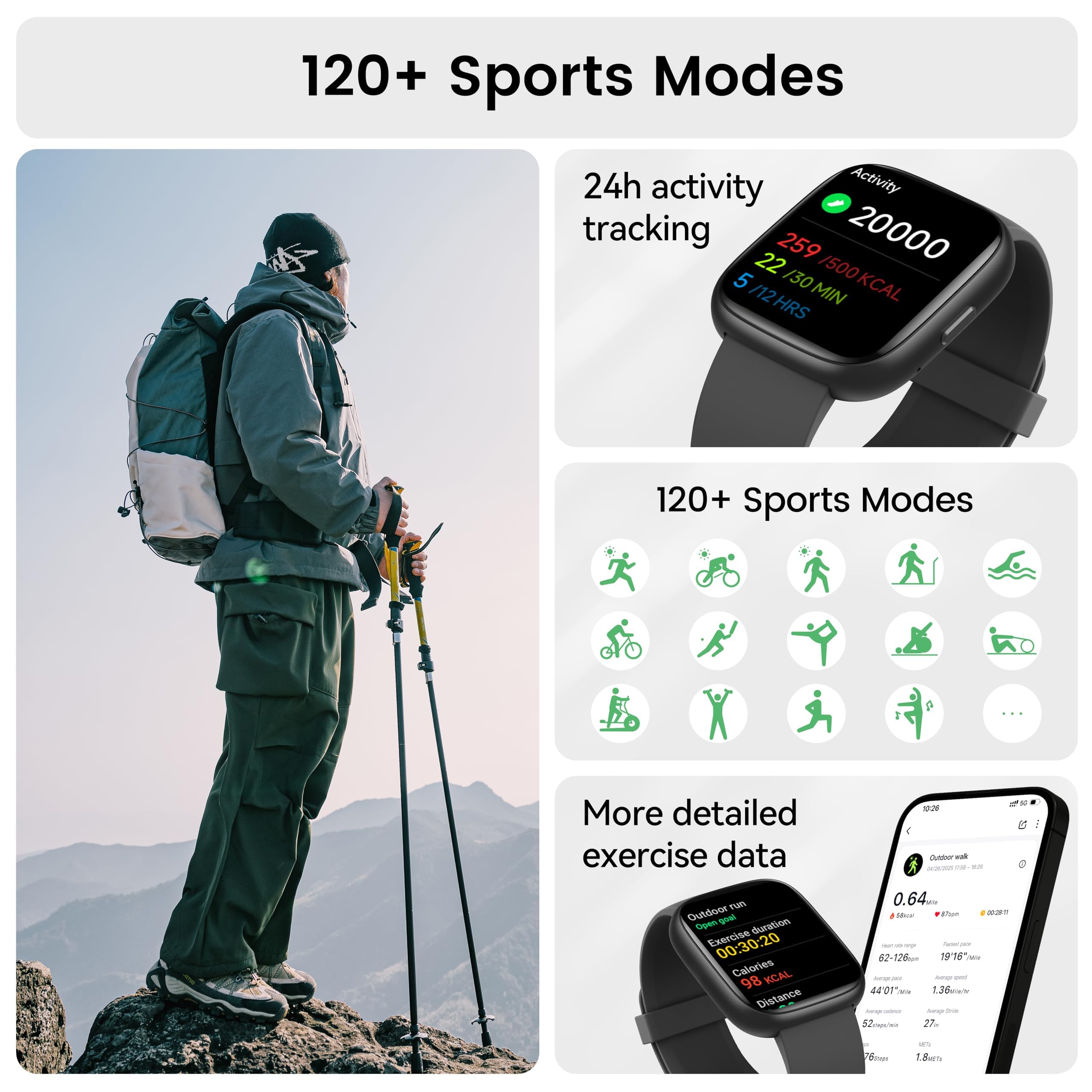 Cillso IP68 waterproof smartwatch protecting against sweat and rain