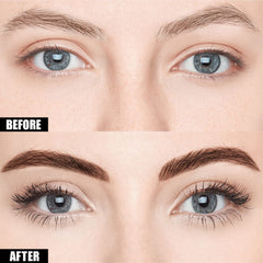 Close-up of Cilrofelr brow gel being applied for bold color payoff