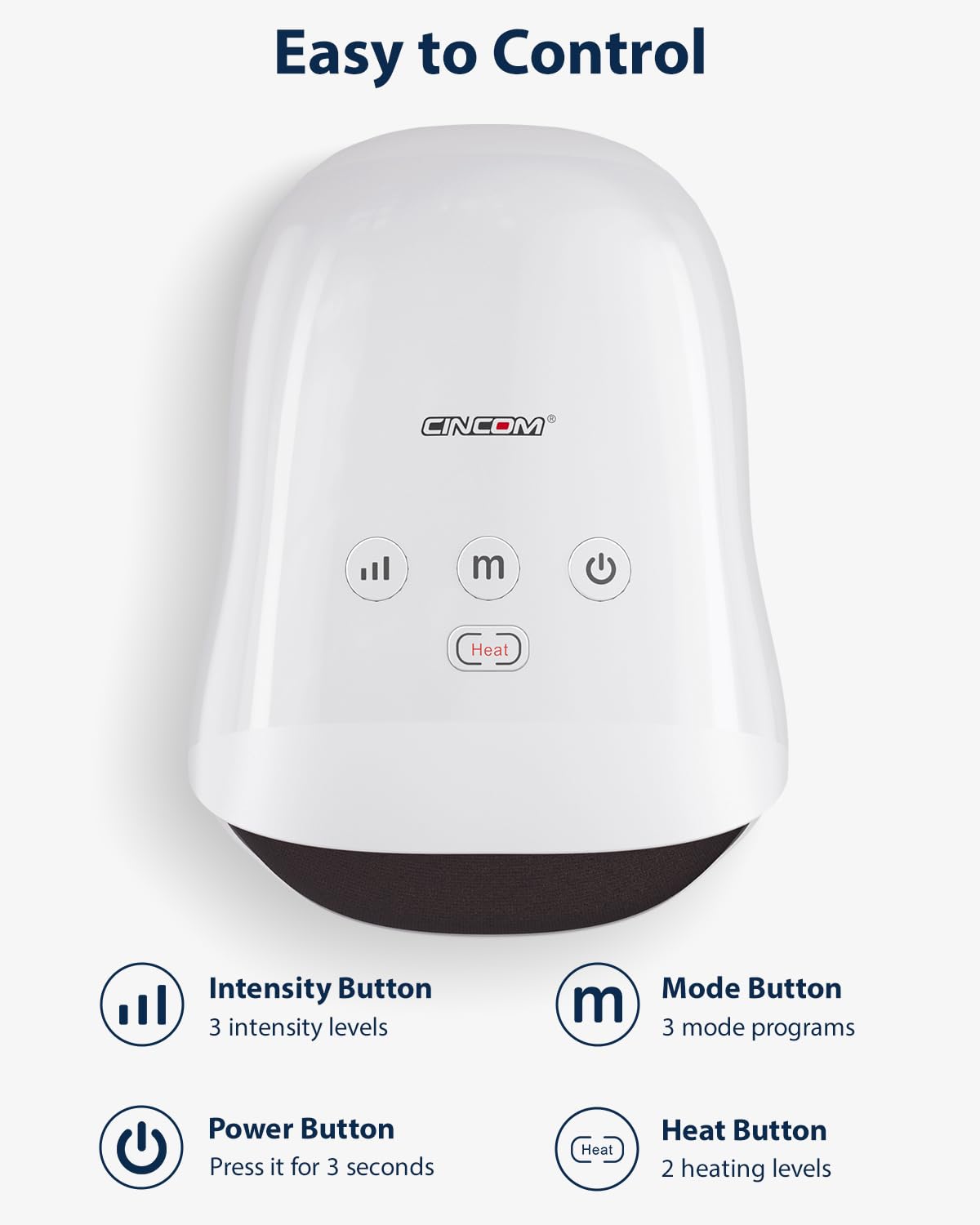 CINCOM Hand Massager air compression targets wrists for relaxation.