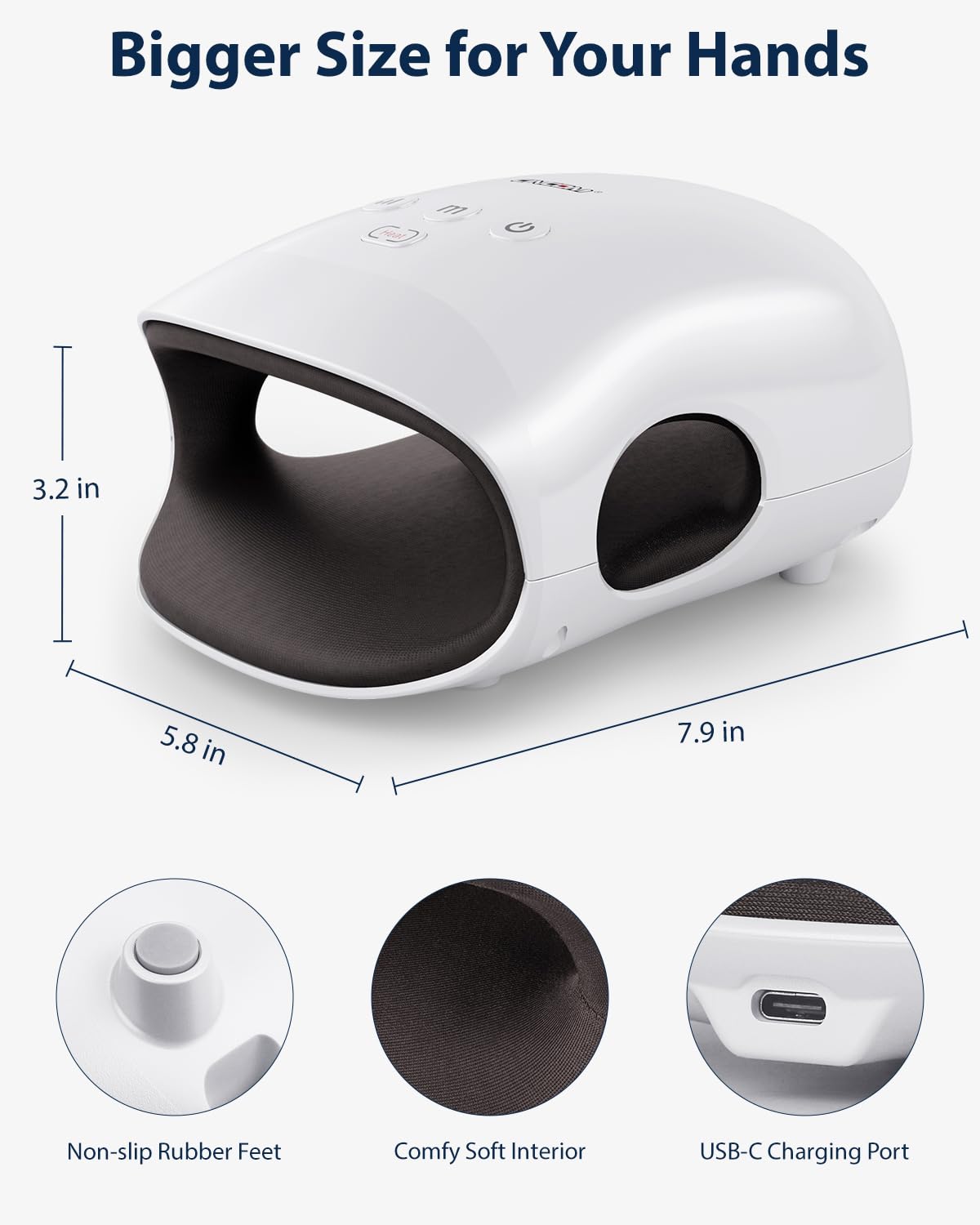 CINCOM Hand Massager rechargeable battery delivers hours of use.