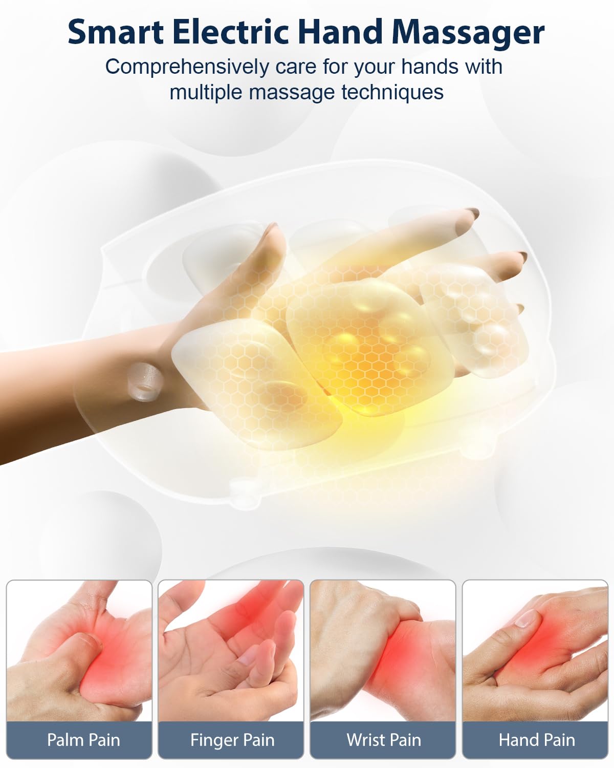 CINCOM Hand Massager heat function provides soothing warmth for tired hands.