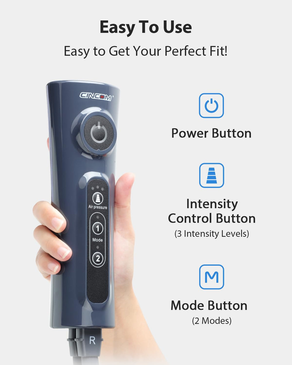 CINCOM leg massager airbags shown in detail for even pressure