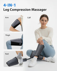 CINCOM leg massager calf wrap closed showing secure fit for targeted relief