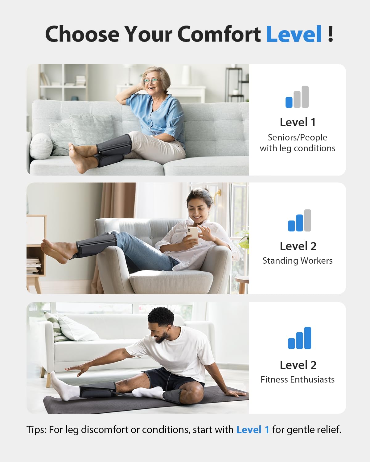 CINCOM leg massager control panel and connections for safe setup