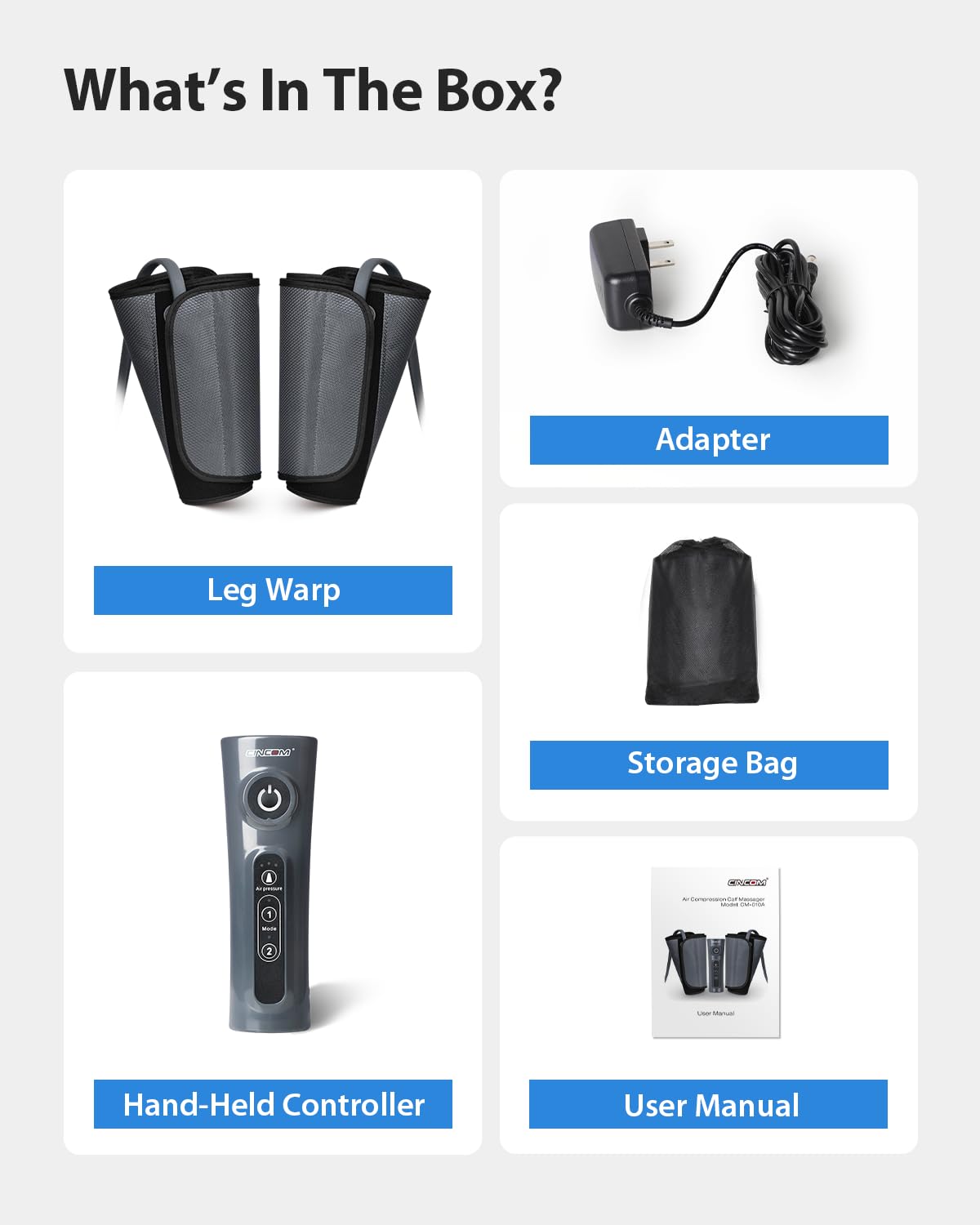 CINCOM leg massager packaging box ready for unboxing and gifting