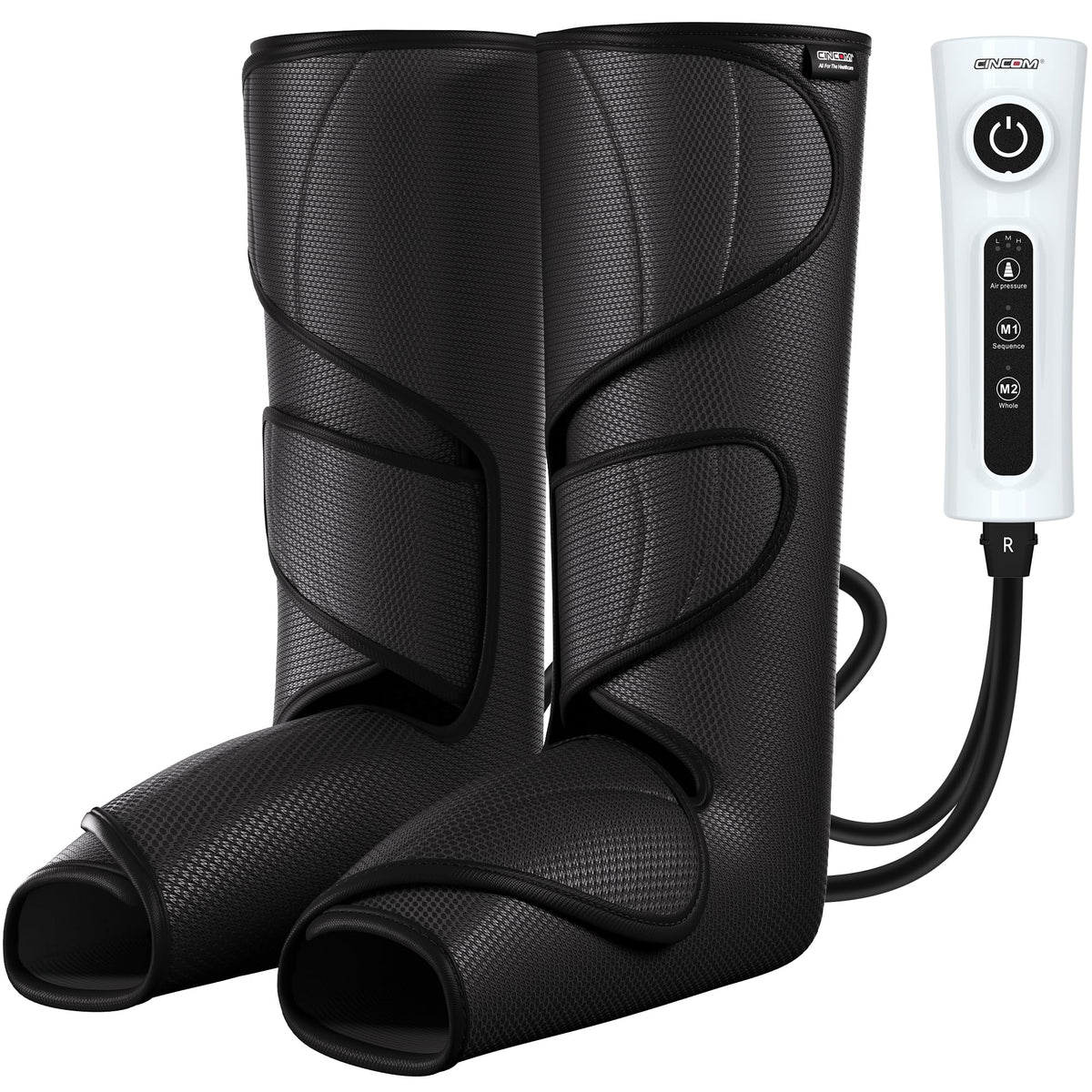 CINCOM leg massager showing calf-to-foot massage for soothing leg relief