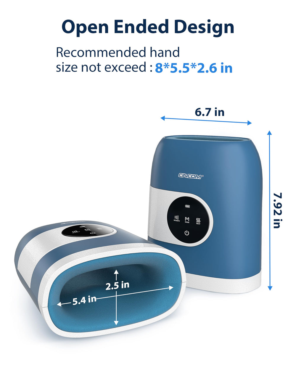 CINCOM device displays heating options up to 105°F for warmth