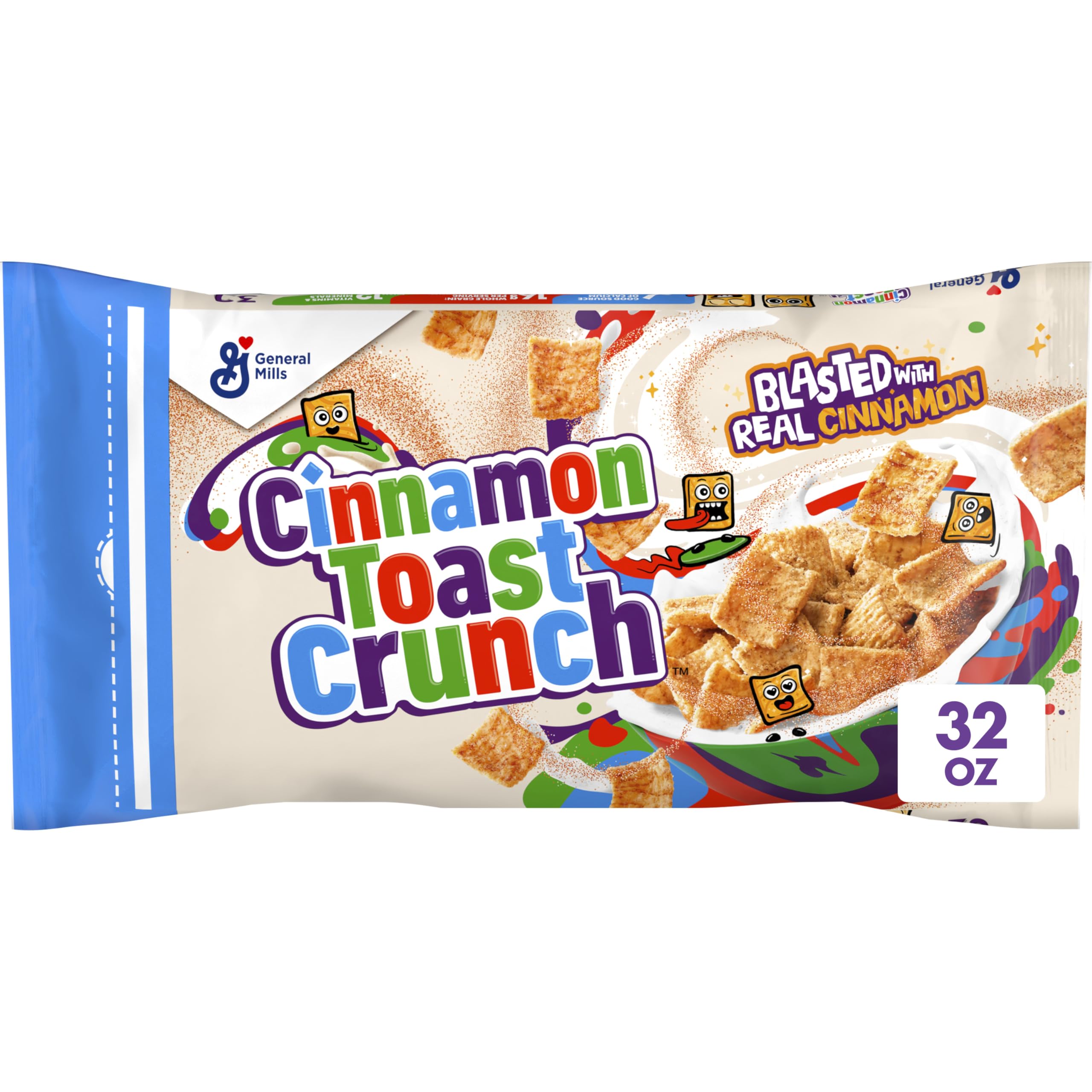 Cinnamon Toast Crunch bowl with milk showing a crunchy breakfast