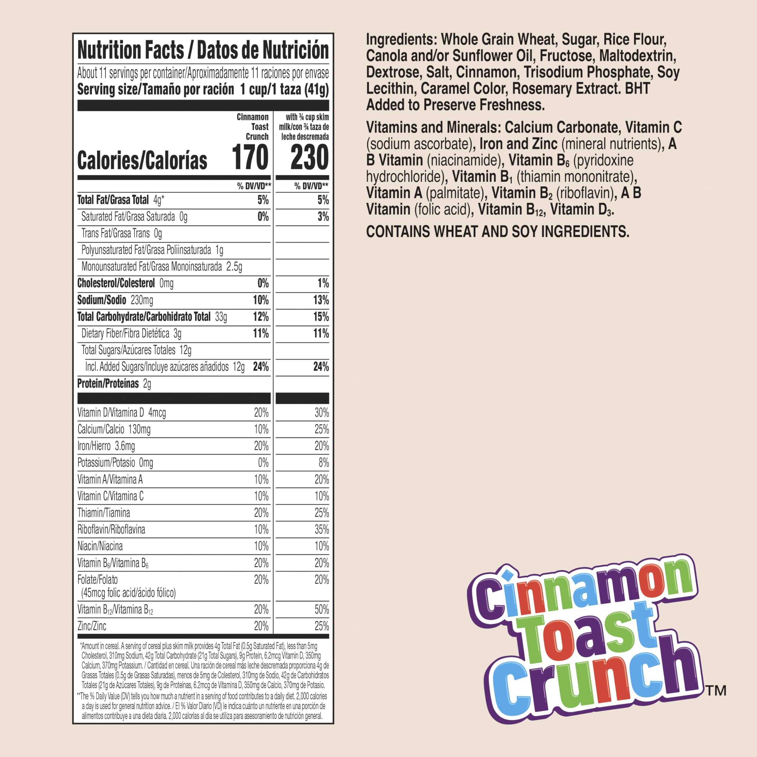 Cinnamon Toast Crunch bowl with milk showcases crunchy squares.