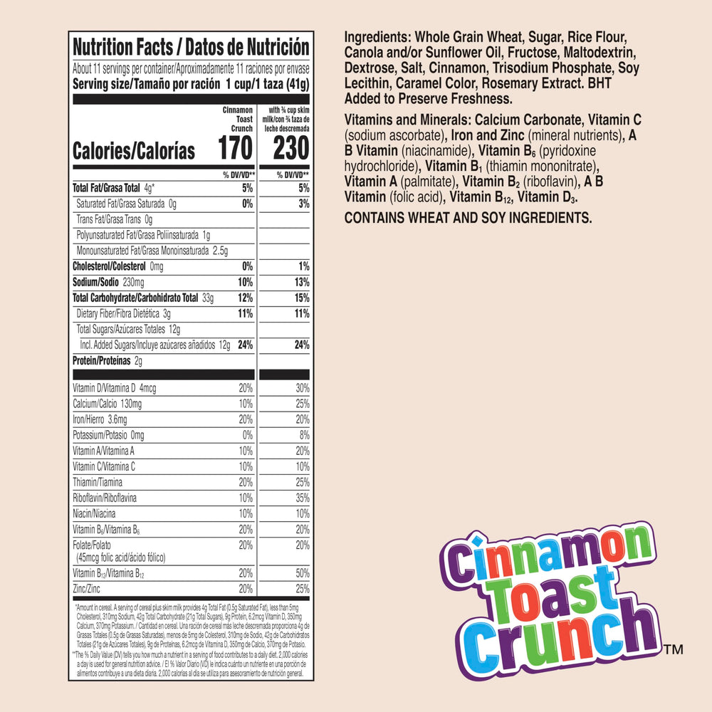 Cinnamon Toast Crunch bowl with milk showcases crunchy squares.