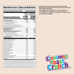 Cinnamon Toast Crunch cereal squares close-up with CINNADUST cinnamon sugar