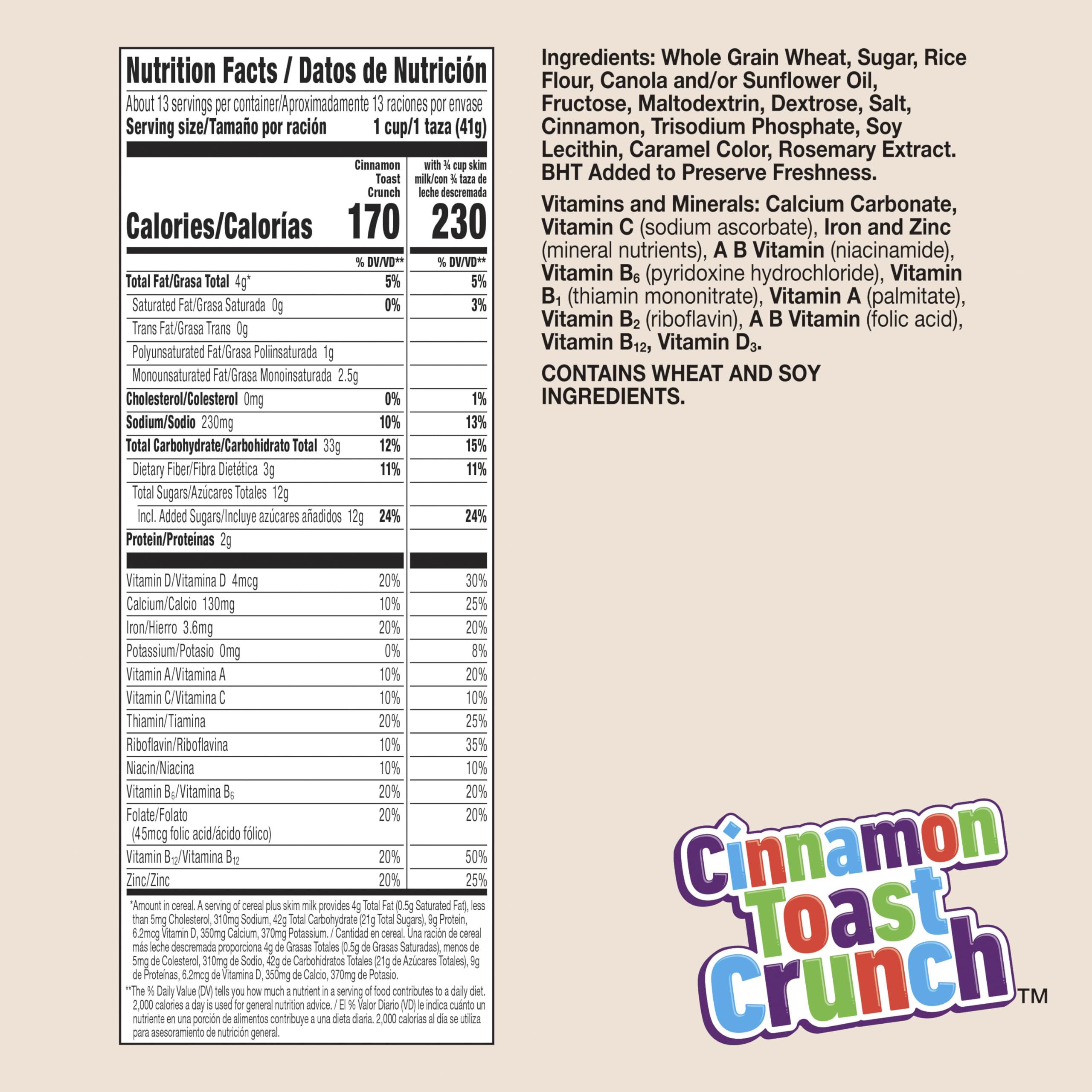 Cinnamon Toast Crunch family-size box on a kitchen counter for easy mornings.
