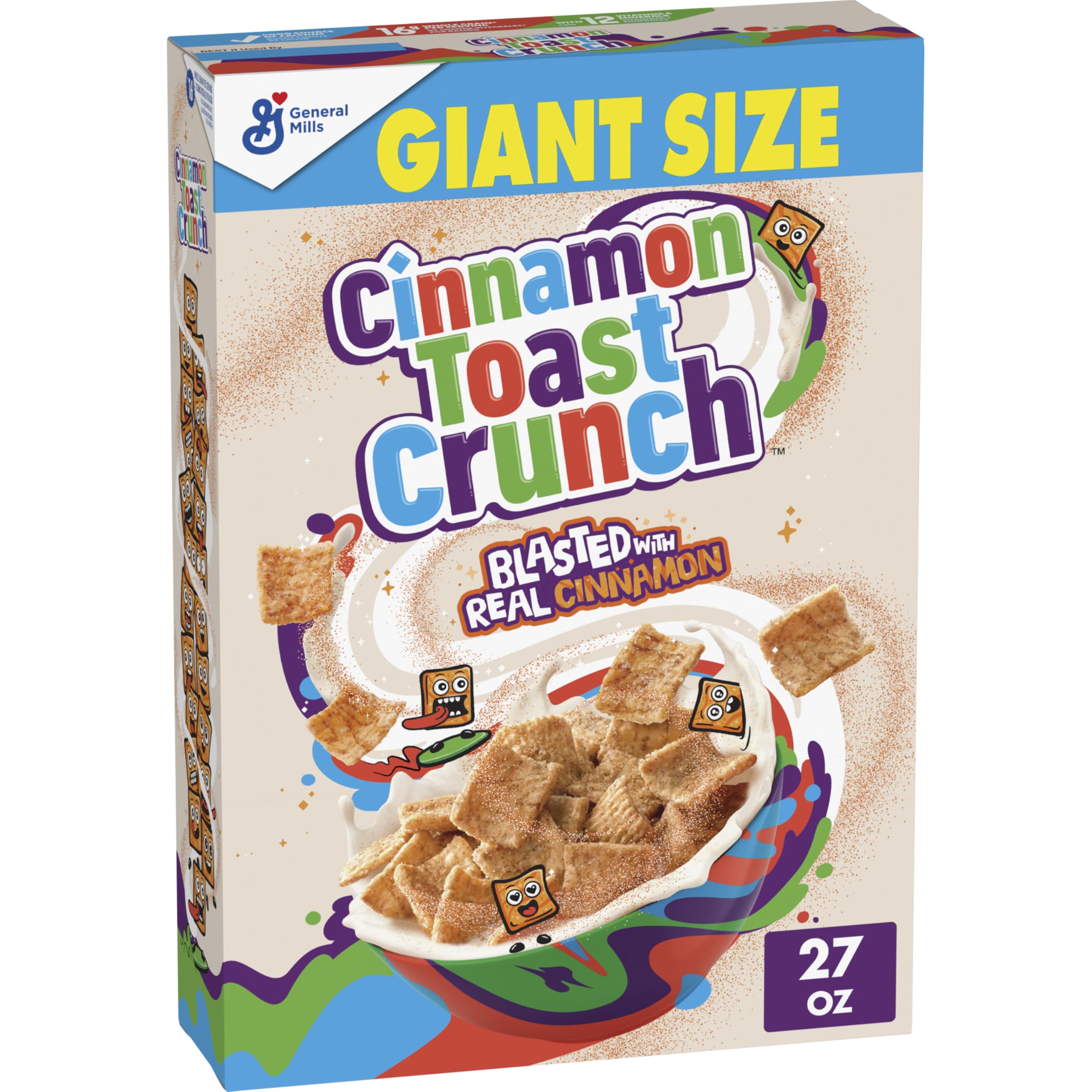 Cinnamon Toast Crunch giant 27oz box ready for family breakfasts.