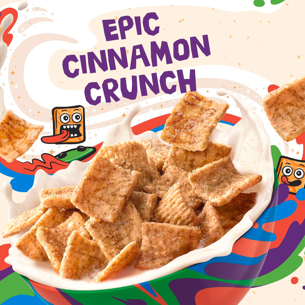 Pouring Cinnamon Toast Crunch into a bowl for a crisp morning crunch