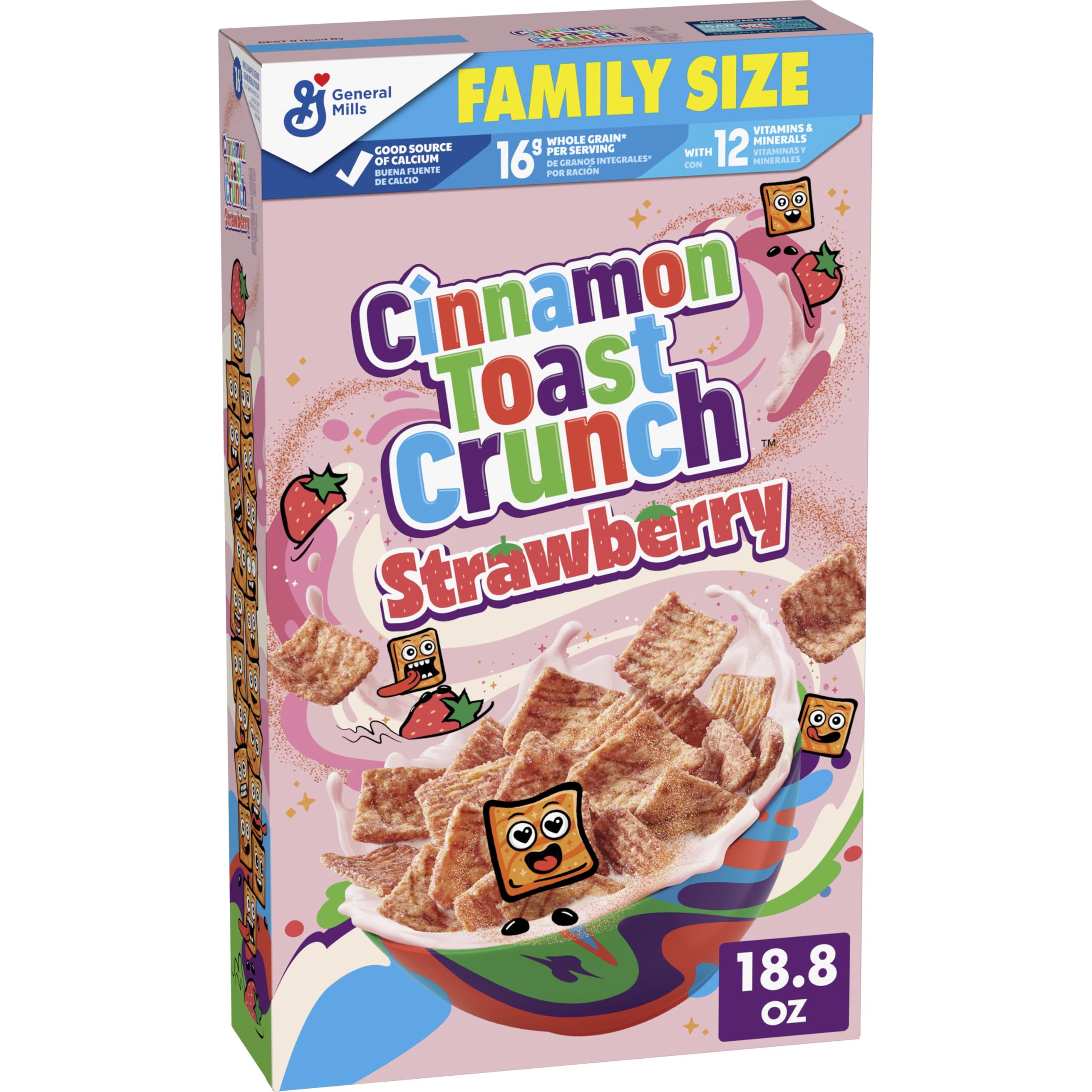 Cinnamon Toast Crunch Strawberry cereal bowl ready for a quick breakfast