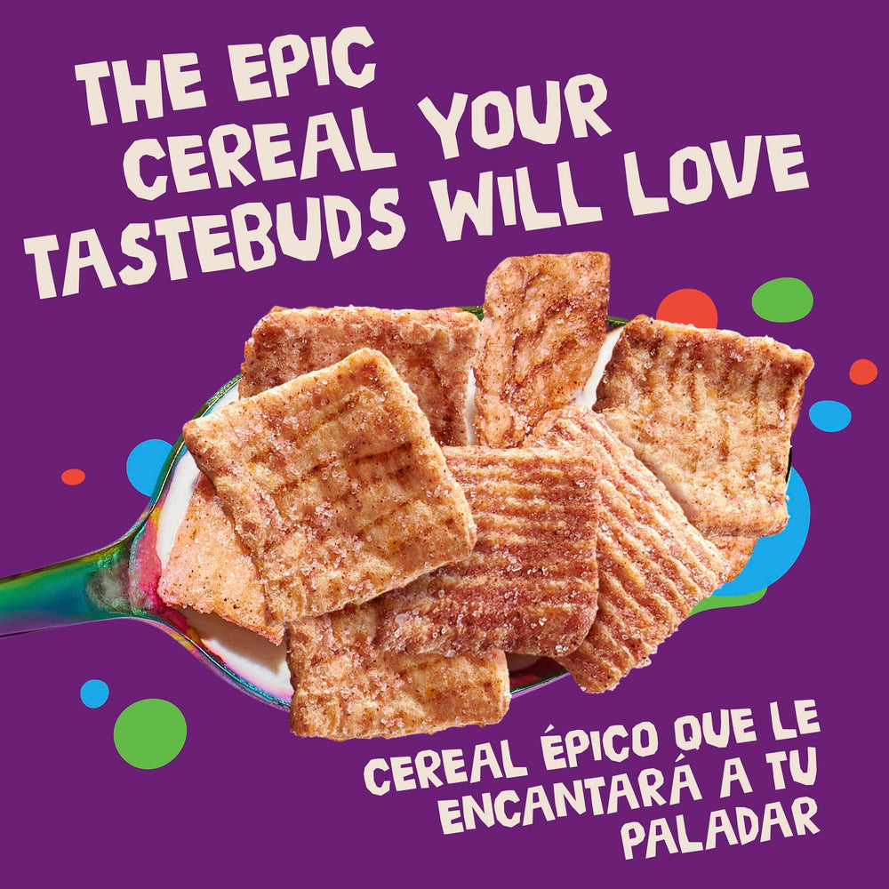 Family size Cinnamon Toast Crunch Strawberry cereal shown as pantry staple