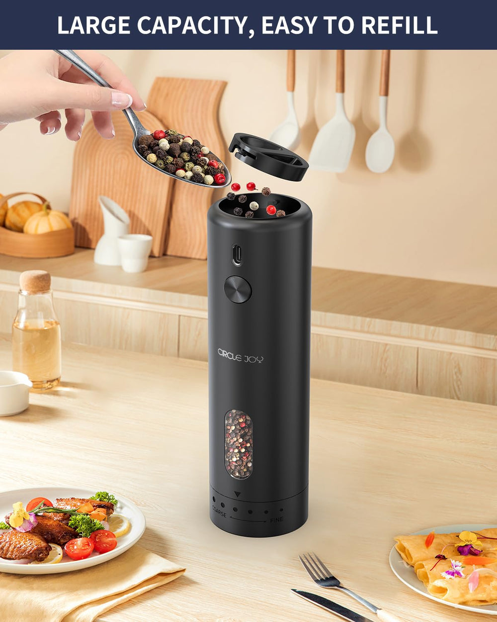 Circle Joy one-handed operation allows effortless seasoning while multitasking
