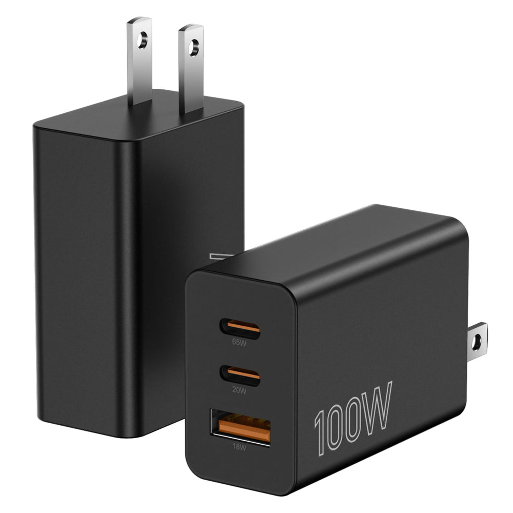 Citelect 2Pack 100W USB-C Charger Front view charges MacBook and phones simultaneously.