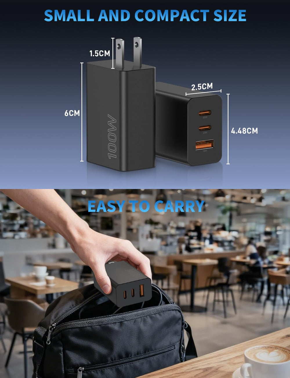 Citelect GaN technology keeps the charger compact yet powerful.