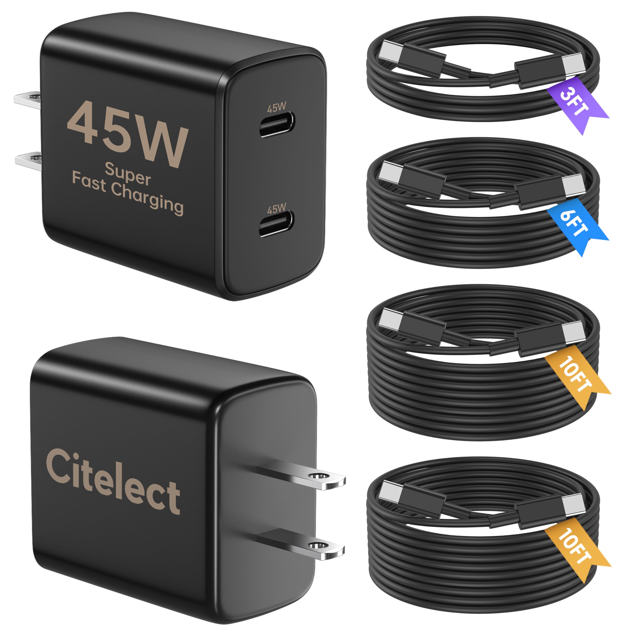 Citelect 45W dual-port charger block powering two devices