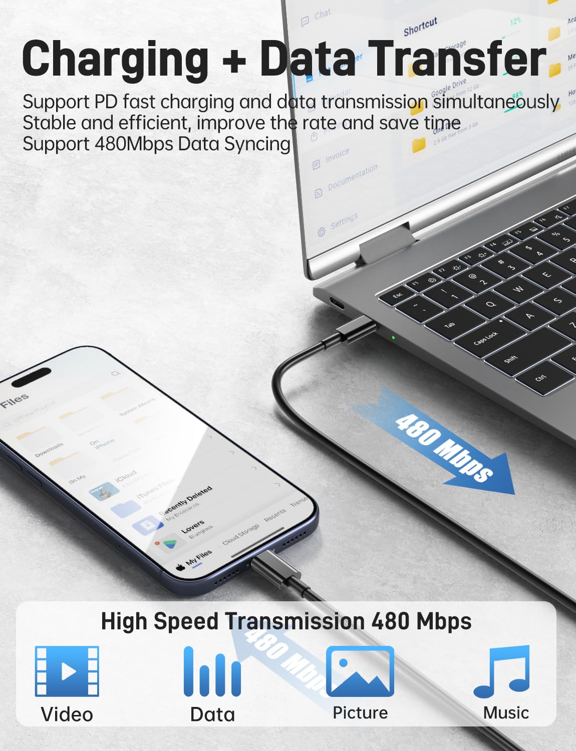 Citelect 10ft USB-C to USB-C cable for flexible reach