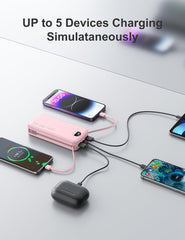 Citicr power bank supports pass-through charging powering devices while recharging.
