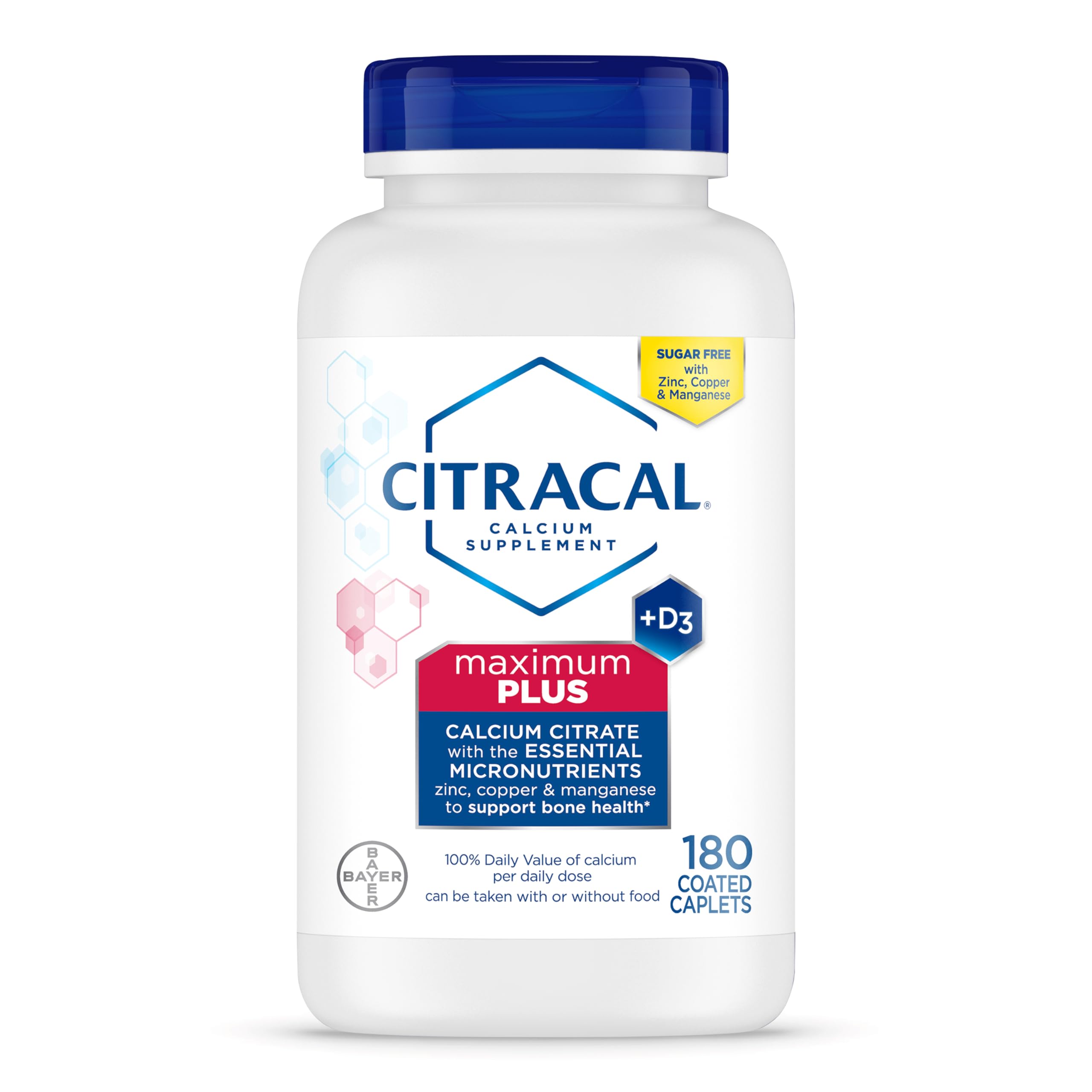 Citracal Maximum Plus bottle front showing calcium citrate and vitamin D3 for bone support