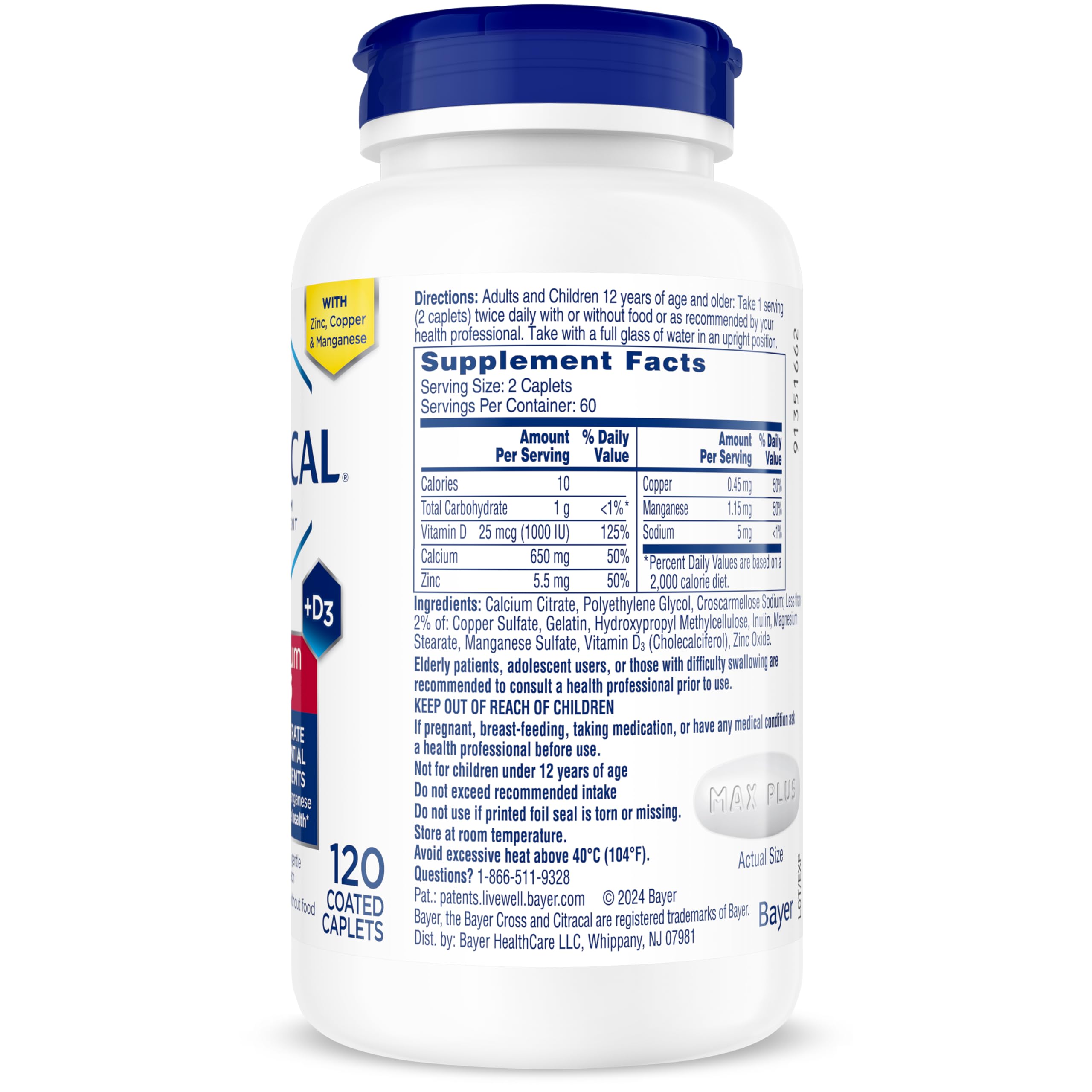 Citracal Maximum Plus daily-use scene with bottle and caplets