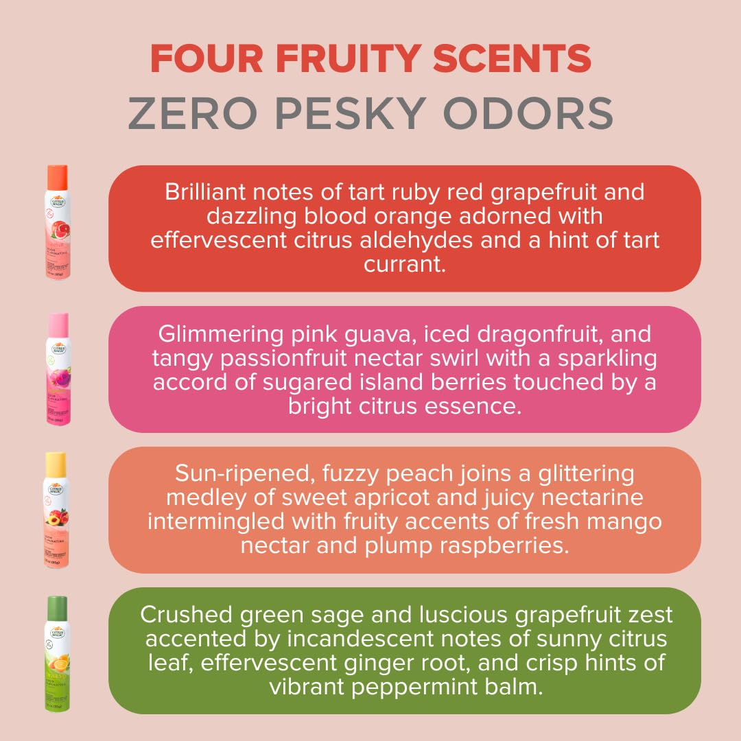 Citrus Magic Grapefruit air freshener spray brightens spaces with citrus aroma