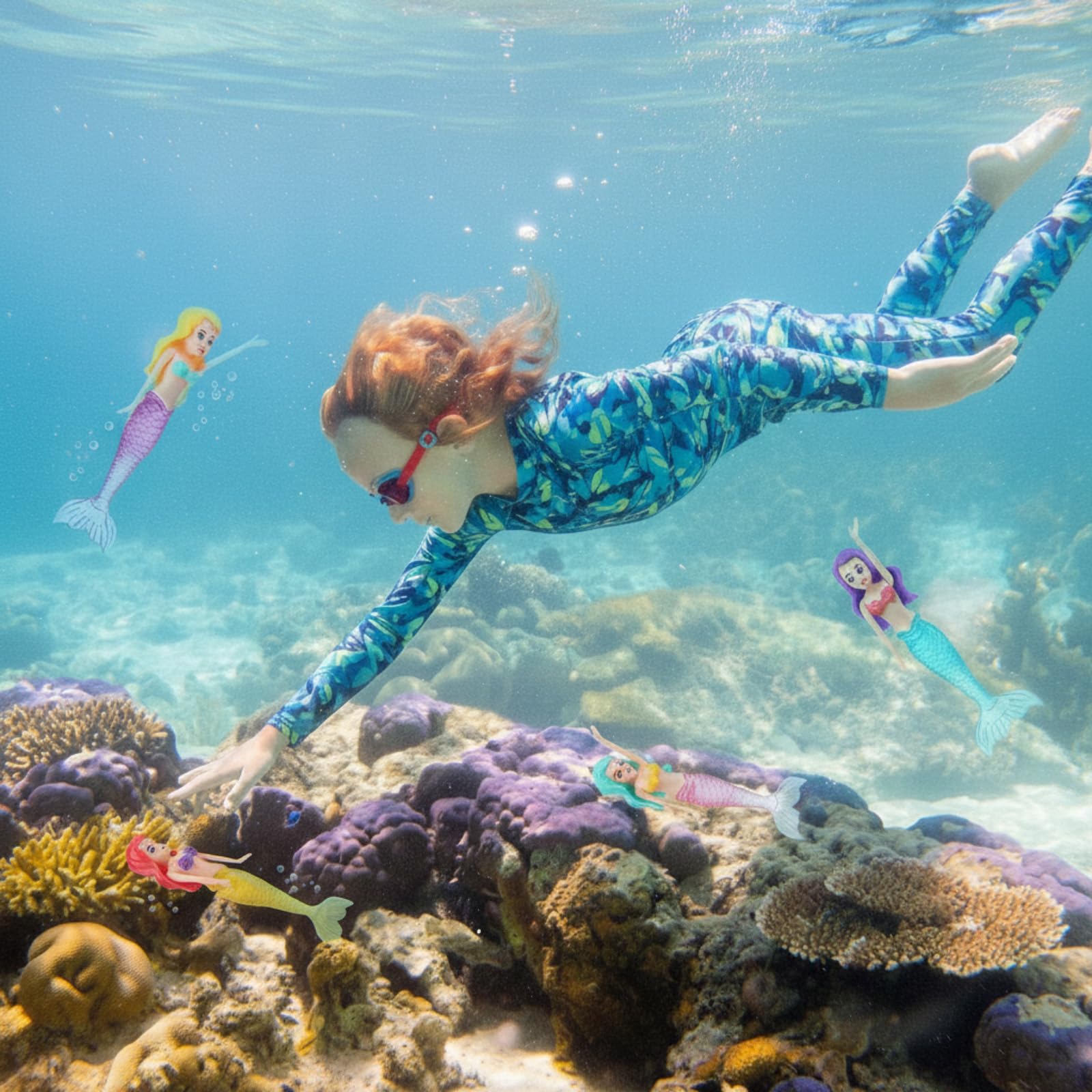 Civaner bright colored mermaids boost color recognition and underwater tracking