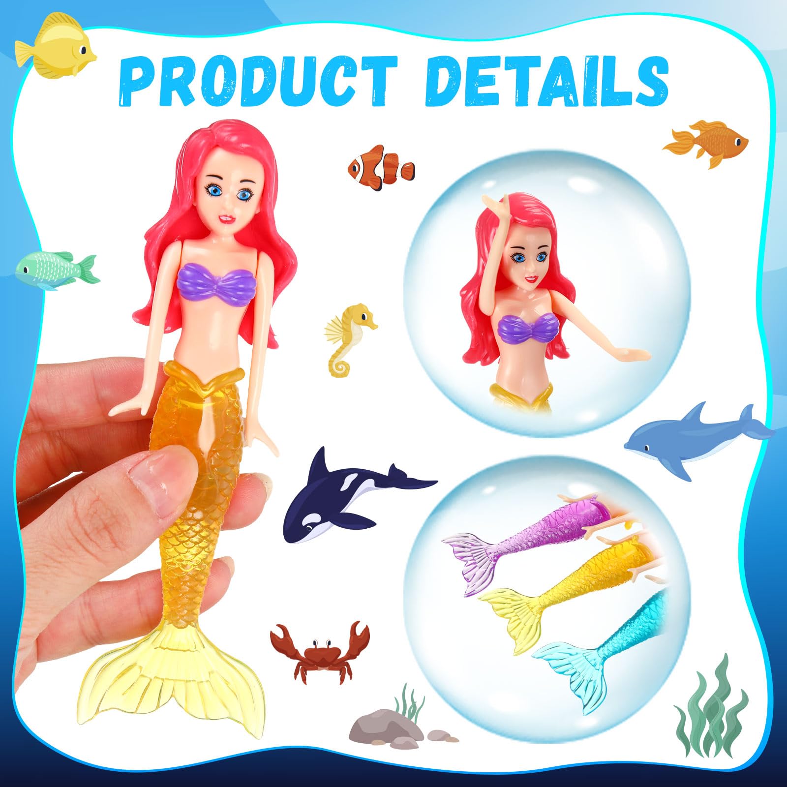 Civaner mermaid dive toy with cartoon faces that attract kids during bath time
