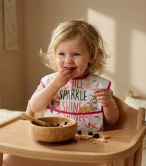 Civarua Kids pink floral bibs pocket design catching spills before clothing