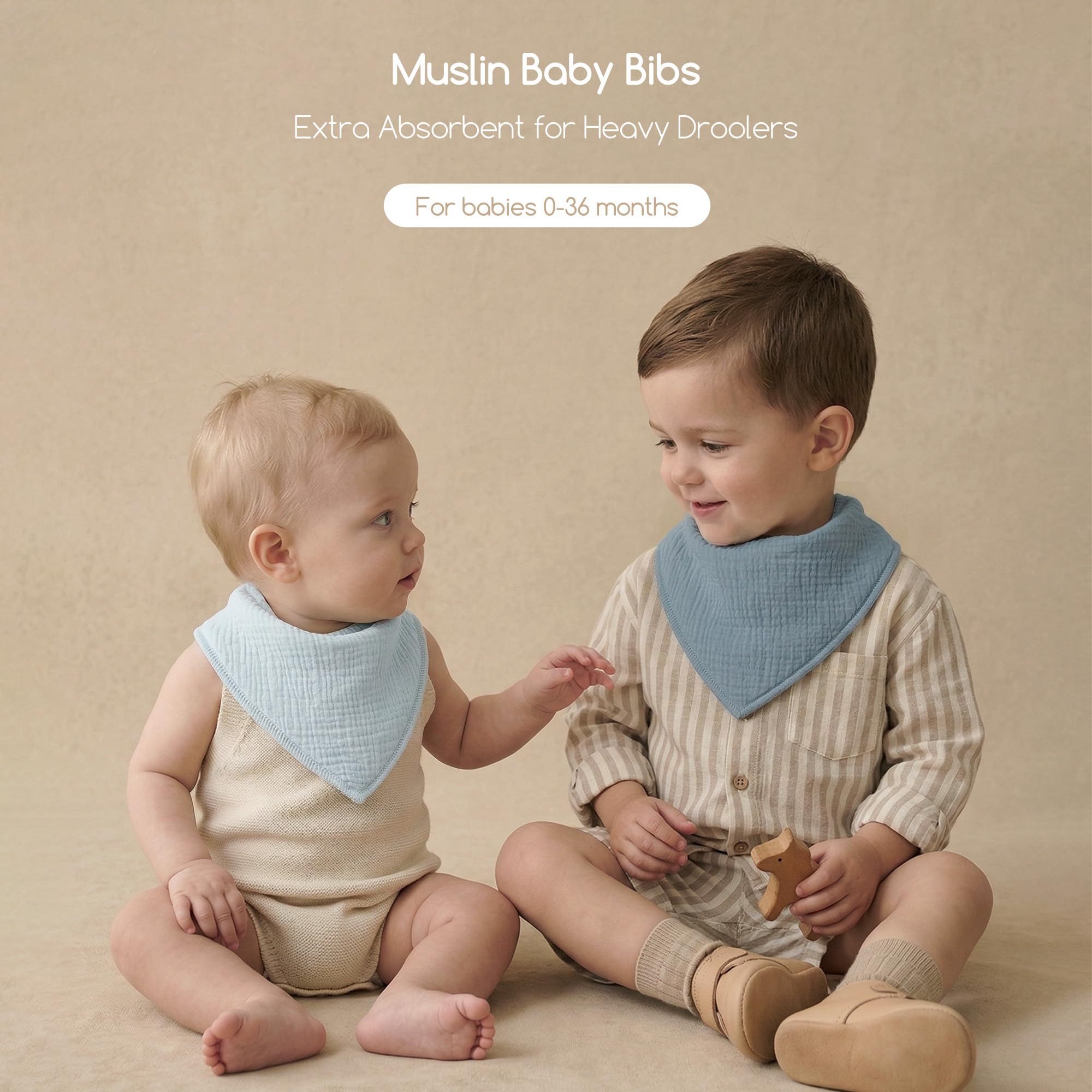Civarua Kids bib front muslin, back polyester, highly absorbent.