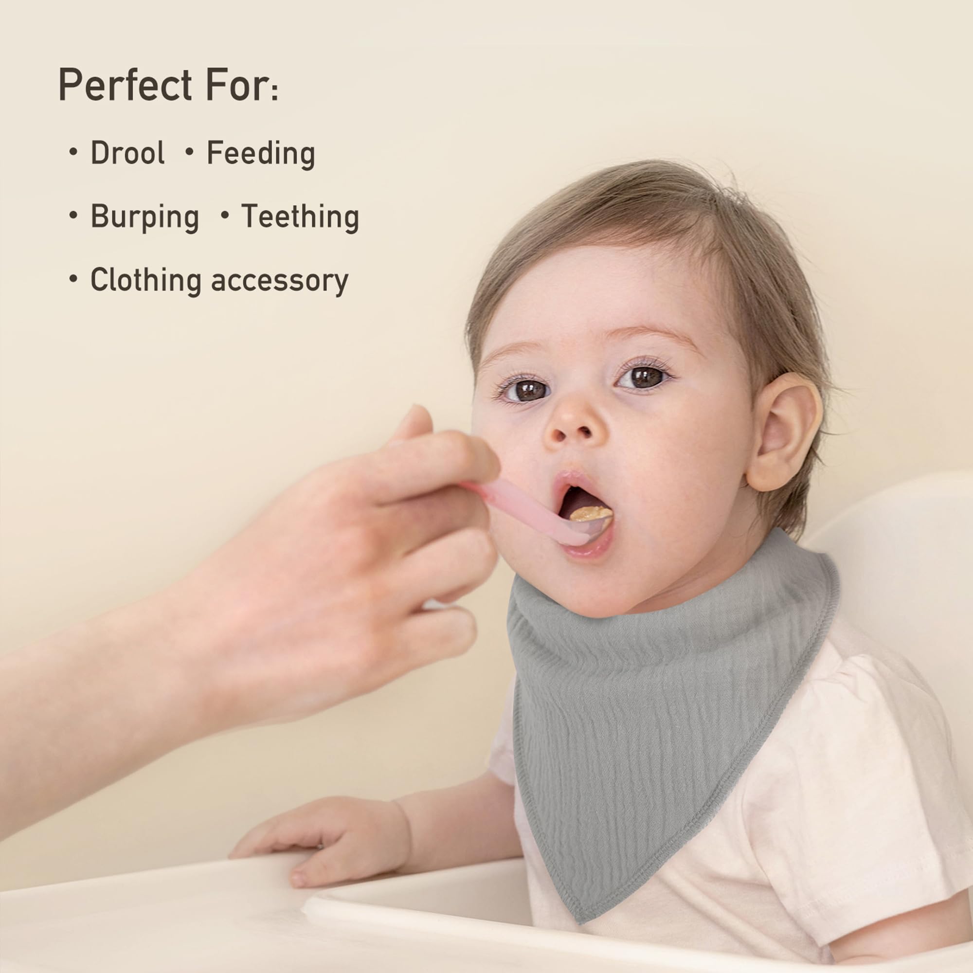 Civarua Kids muslin baby bibs texture closeup highlights soft, breathable fabric.