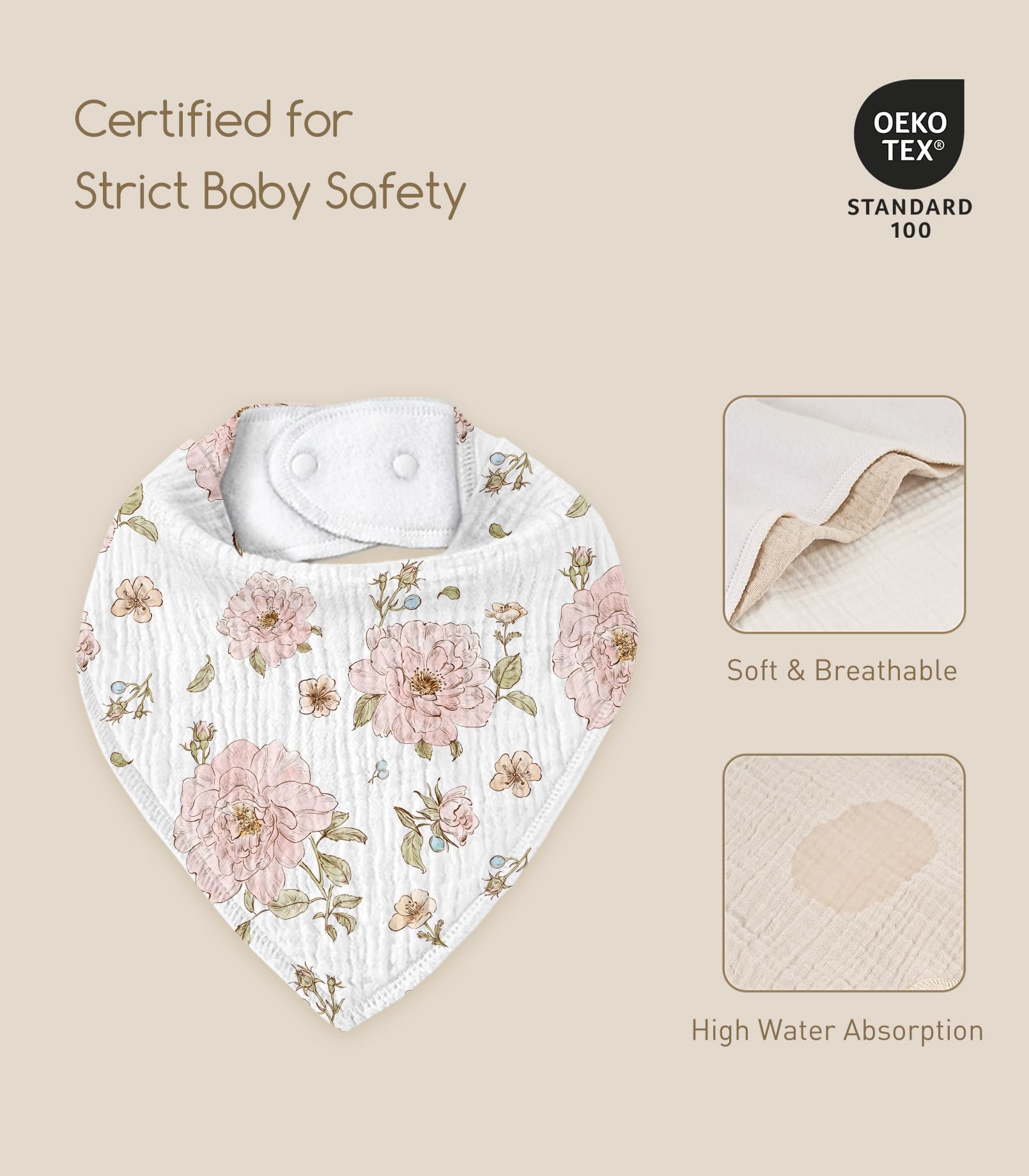 CIVARUA KIDS Muslin Bibs: teething shield in action for drool protection.