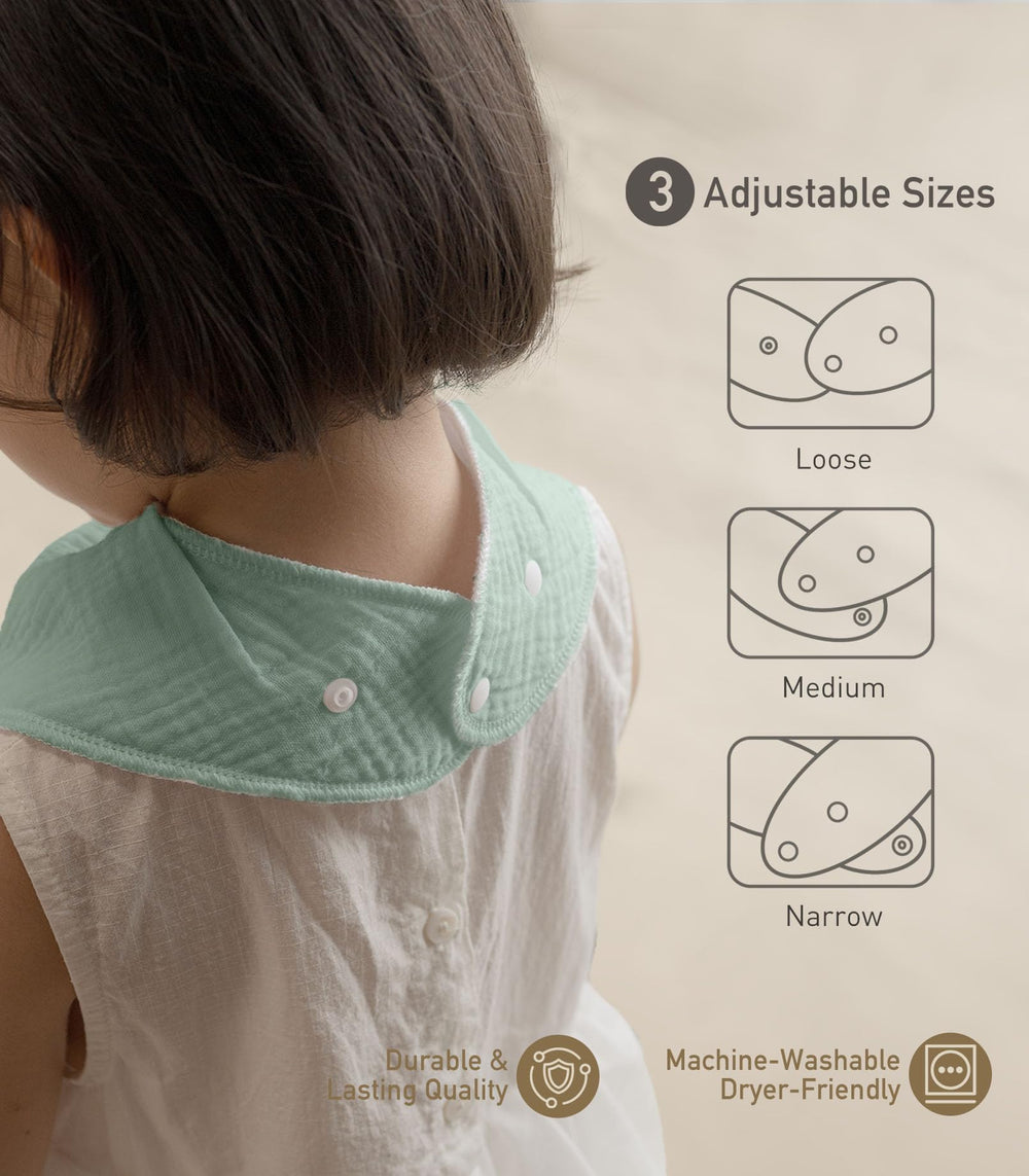 Unisex design on a baby wearing the bib during feeding.