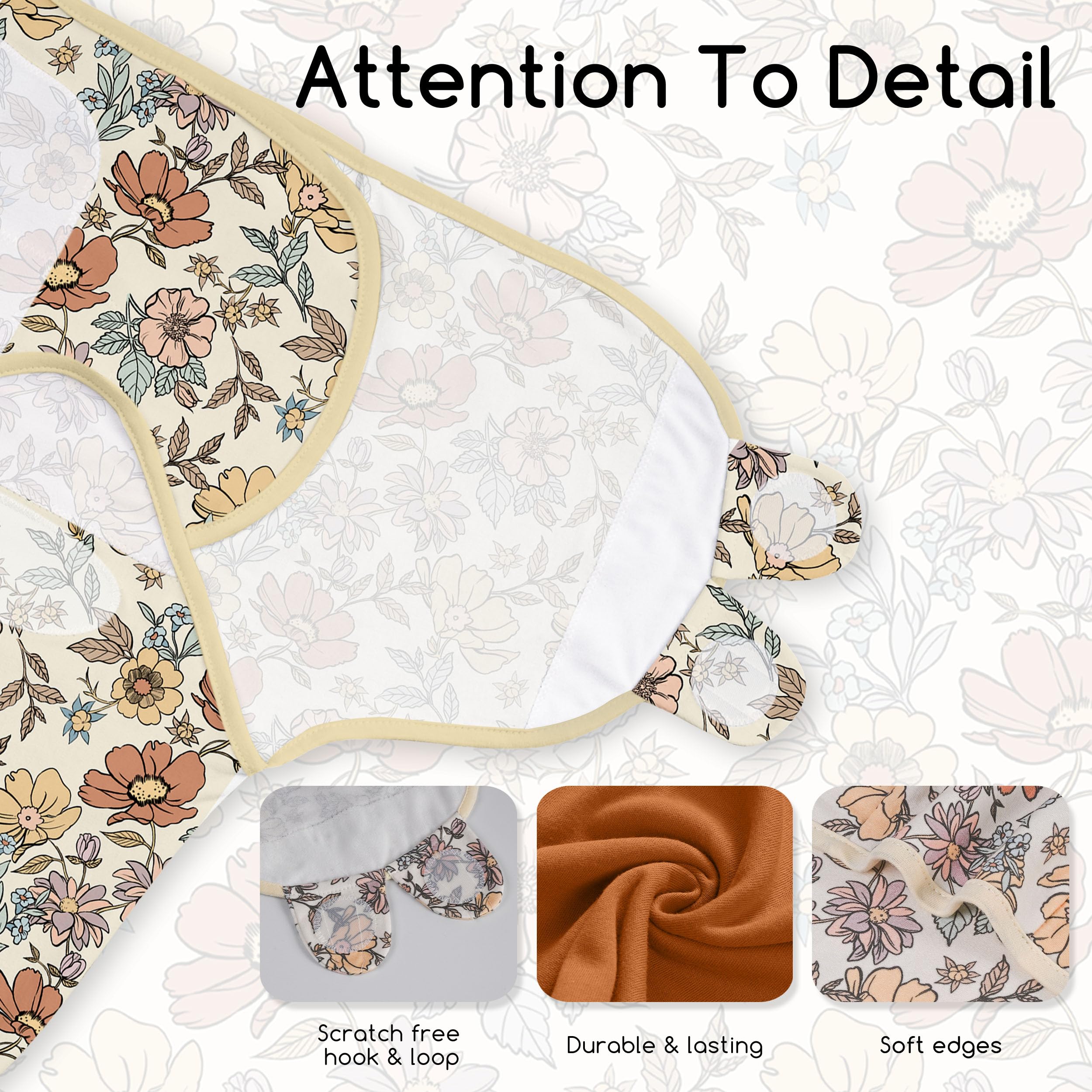Civarua Kids retro floral swaddle design adds cozy style.