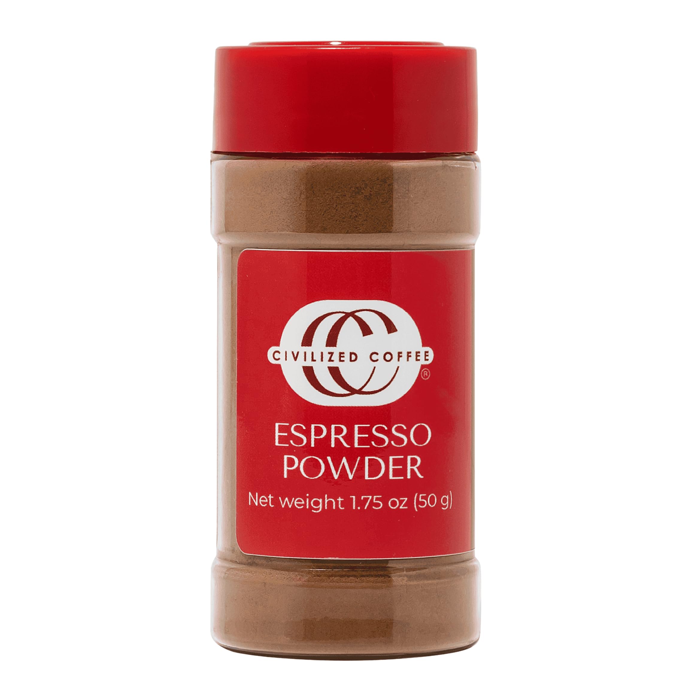 Civilized Coffee Espresso Powder in jar, premium Colombian flavor for baking and desserts.