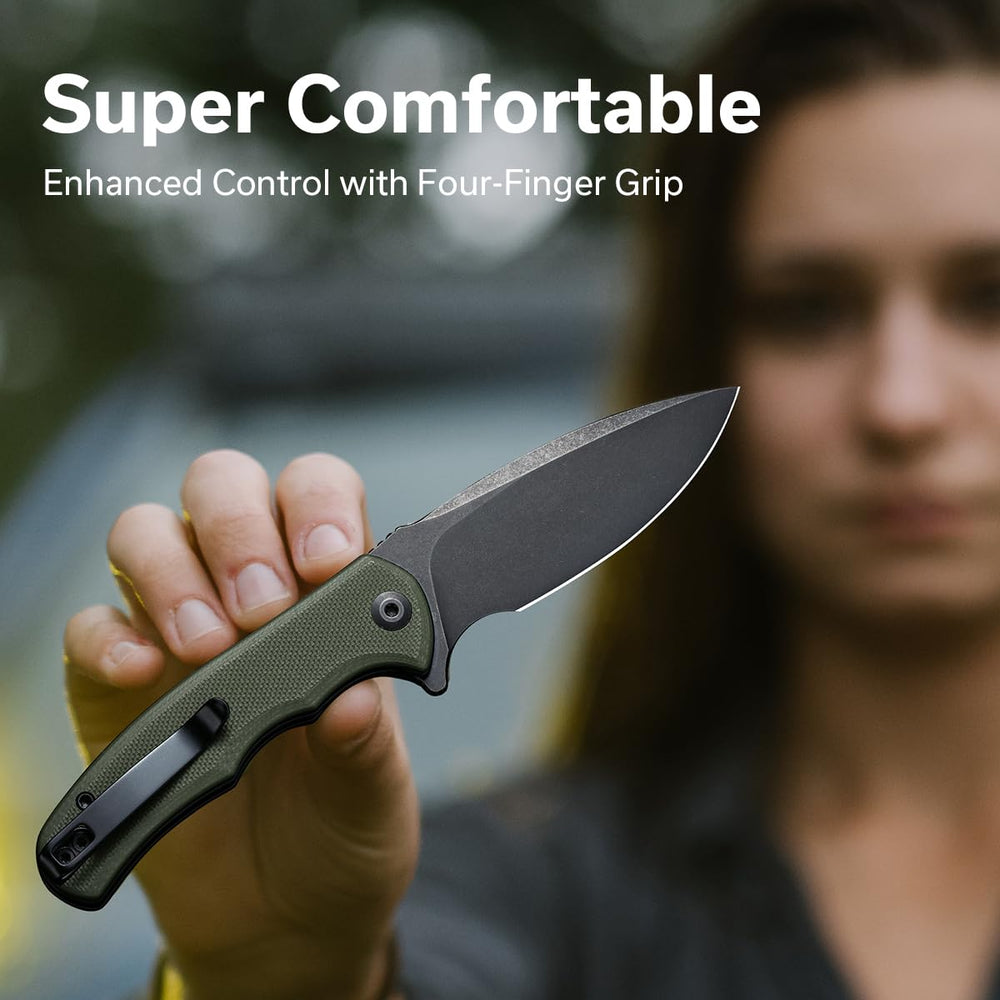 CIVIVI Mini Praxis open flip action enables quick one-handed deployment.