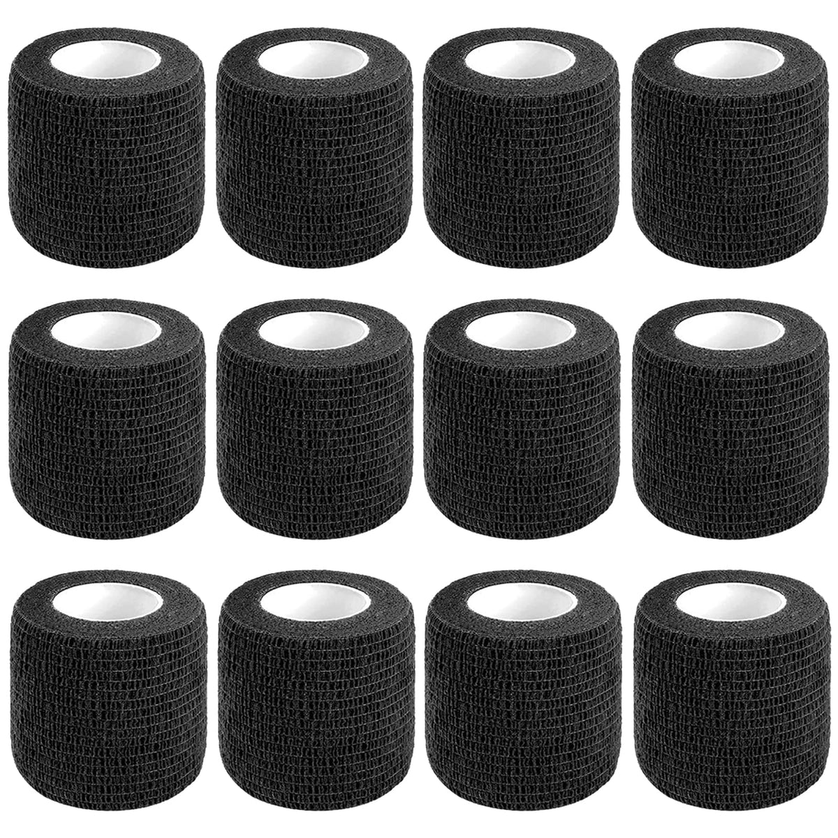 CIYAGPOOU self-adhesive bandage wrap 2in by 5yd black roll for secure coverage