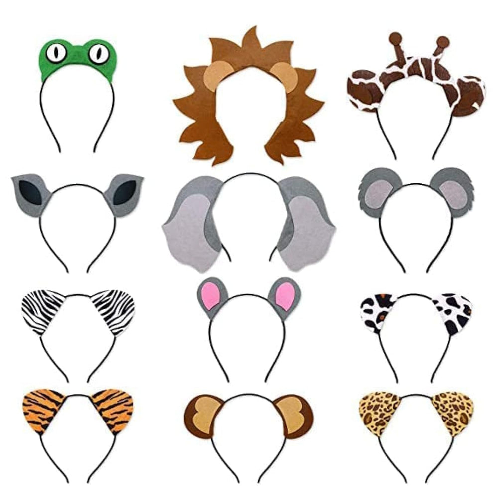 Ciyvolyeen Jungle Hippo Headband with soft plush ears for playful photo booth moments.