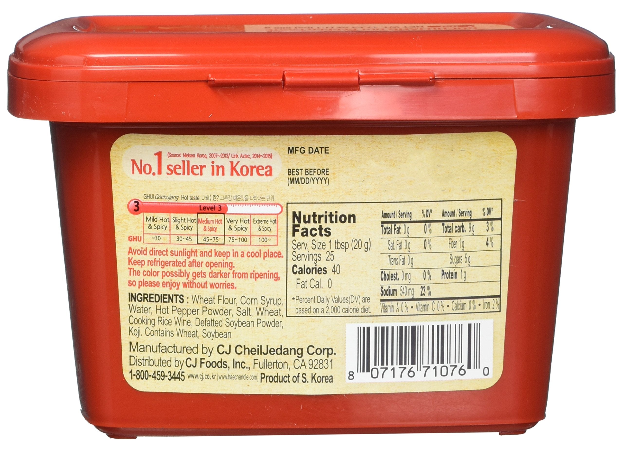 CJ Haechandle gochujang ready for bibimbap and spicy dishes.