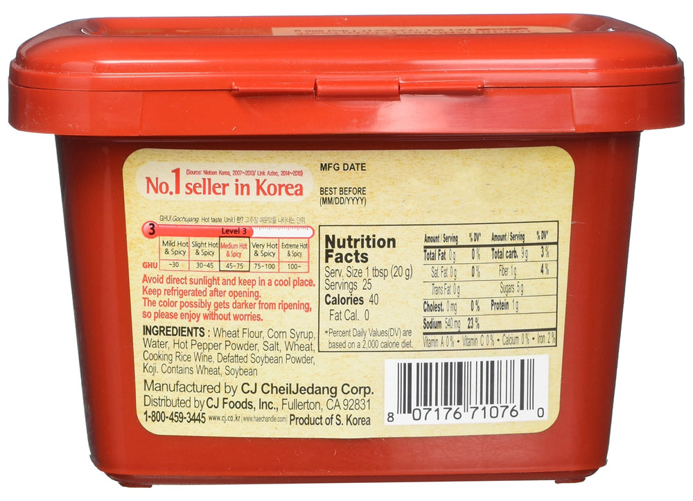 CJ Haechandle gochujang ready for bibimbap and spicy dishes.