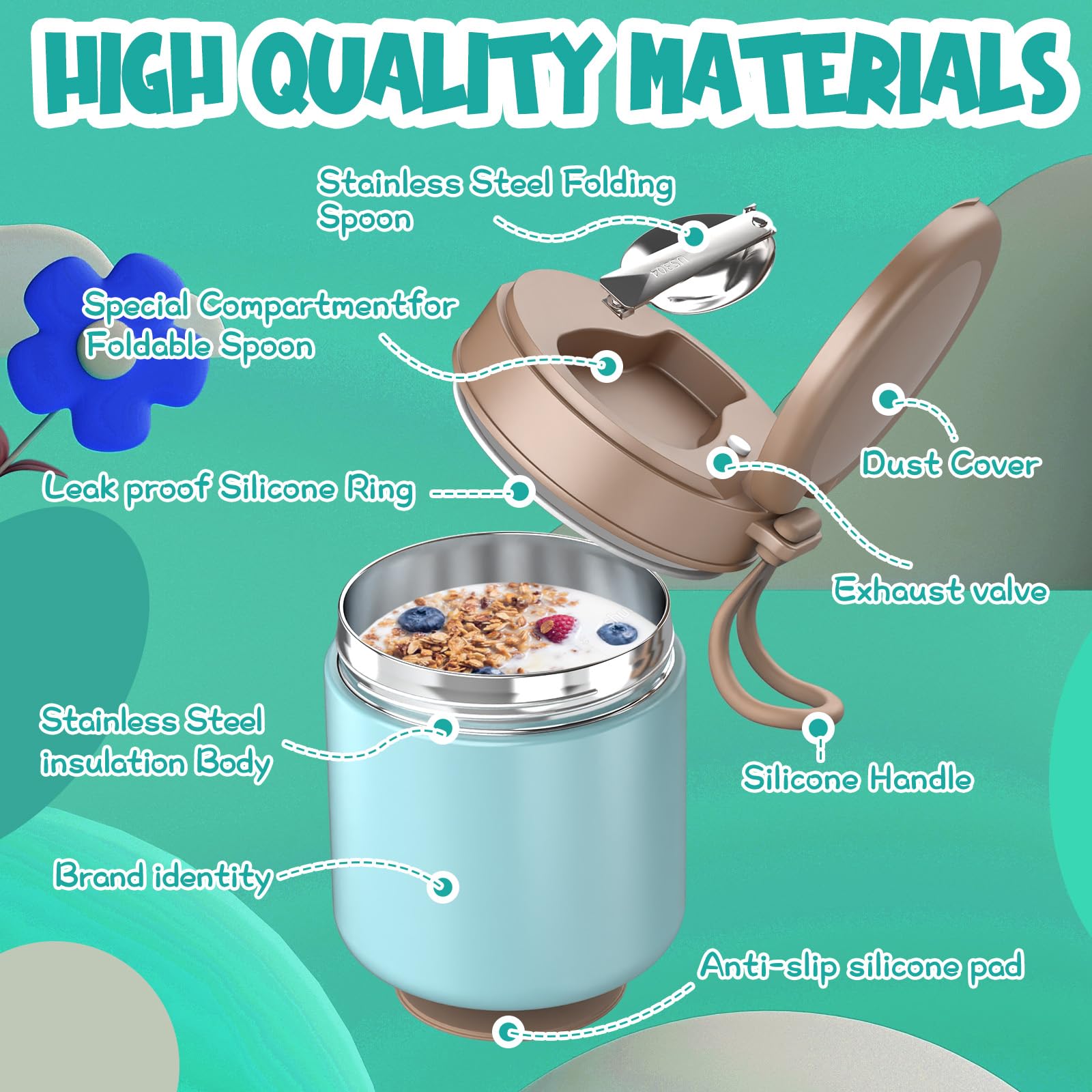 CJACJA blue insulated jar inside a backpack for school use