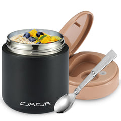 CJACJA insulated food jar 15.2oz front view offers a compact kids lunch solution.