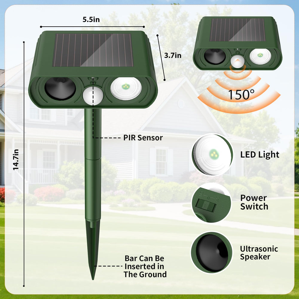 CKCOEO solar charging in direct sun keeps the deterrent ready.