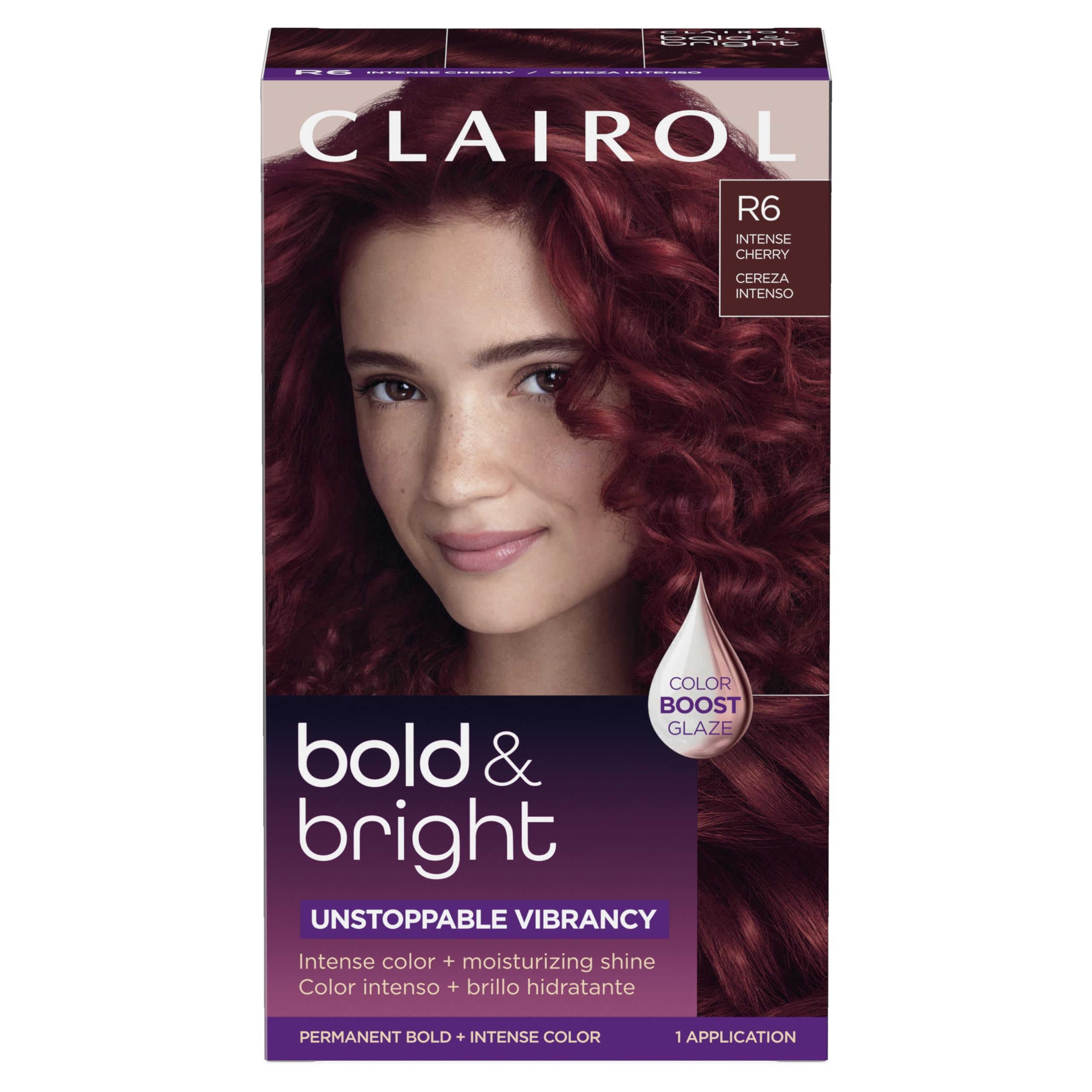Clairol Bold and Bright Intense Cherry color cream for vivid at-home color results.